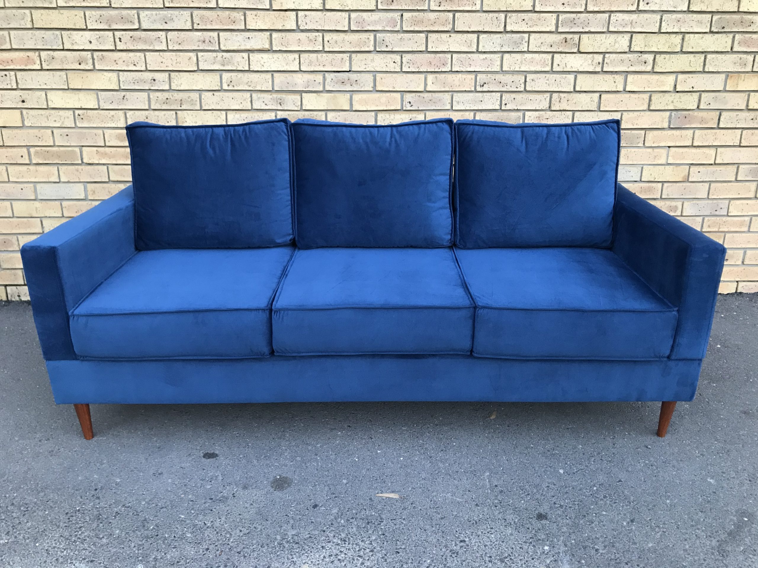 Emma 2m Sofa in Velvet with Cone Legs
